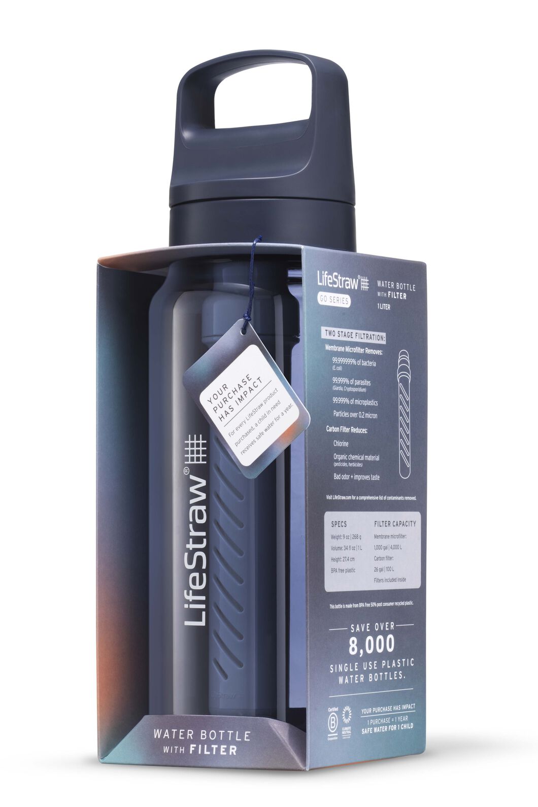 LifeStraw Go 2.0 Water Filter Bottle — 1L